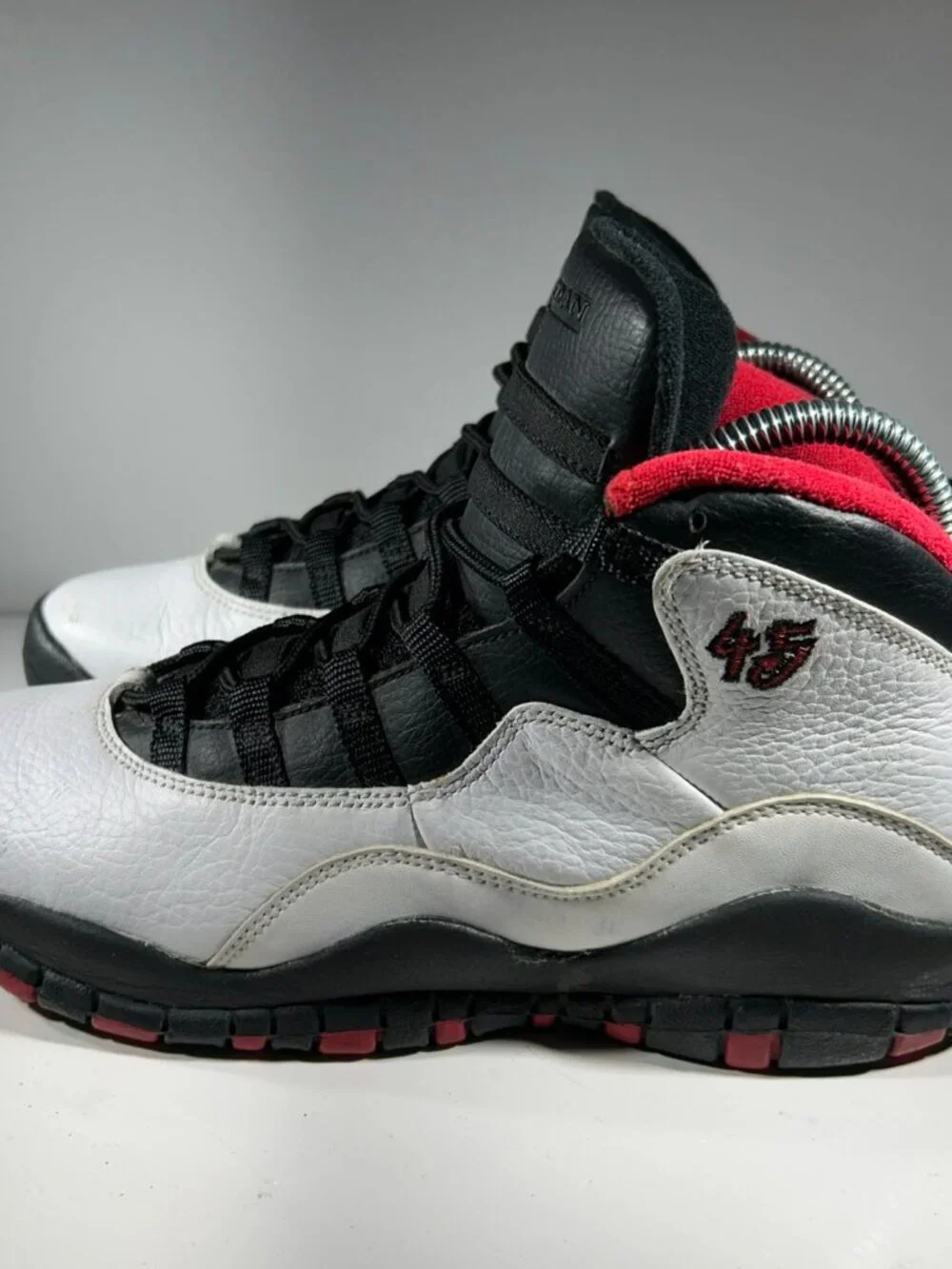 Nike Air Jordan 10 Retro Boys Basketball Sneakers Size 6 6Y White Leather Shoes